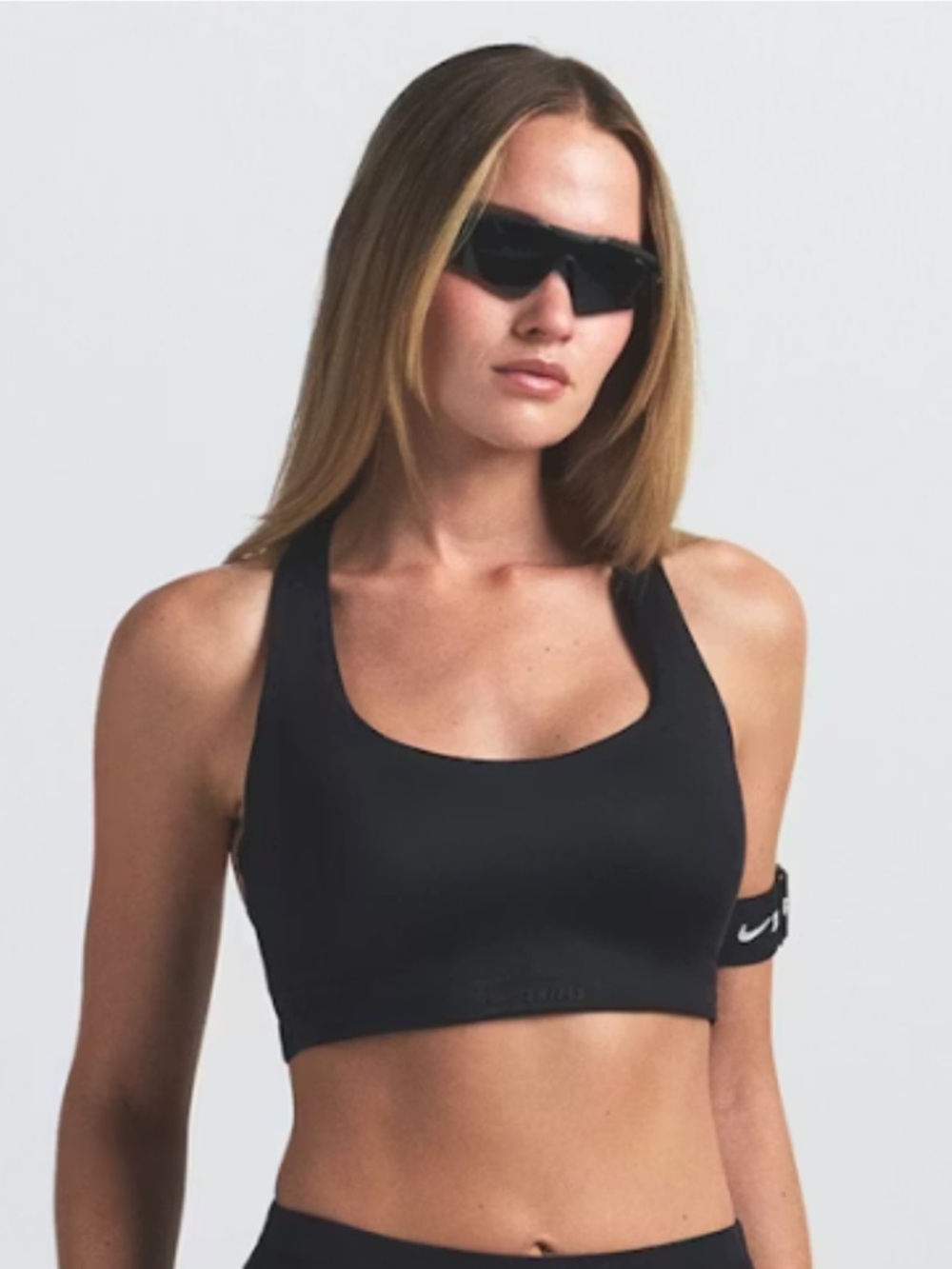 SKIMS x Nike Scoop Neck Racerback Sports Bra Black Wide Strap Activewear